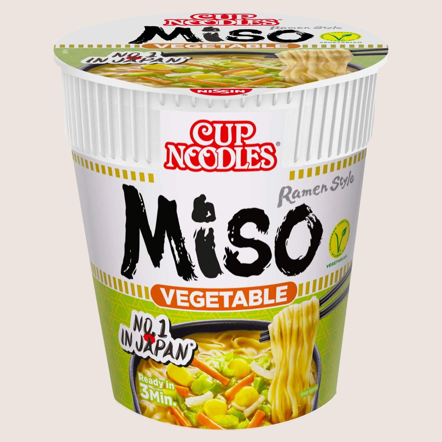 Nissin Cup Noodles Miso Vegetable Instant Ramen Style Pot Vegetarian Friendly 67g