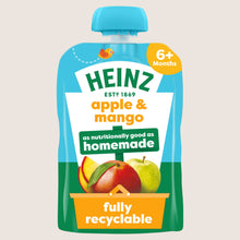 Heinz Apple & Mango Baby Food Fruit Puree Pouch 6+ Months No Artificial Additives 100g