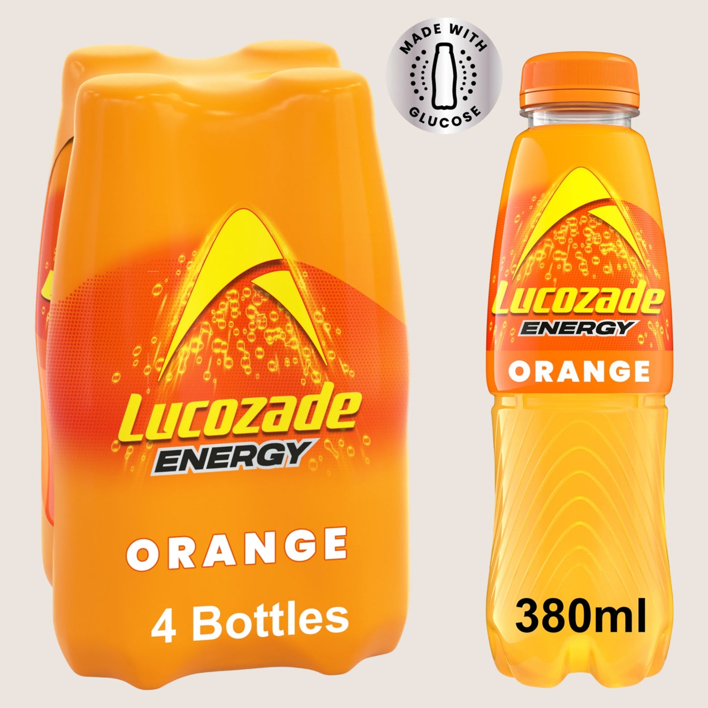 Lucozade Energy Drink Orange Refreshing 4x380ml
