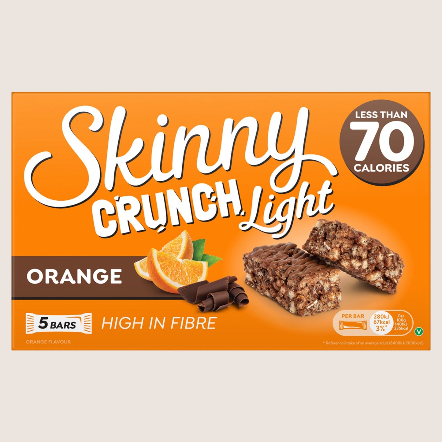 Skinny Crunch Light Orange Bars 5 Pack 5 x 20g