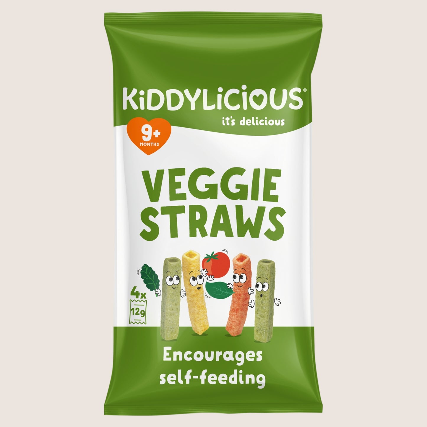 Kiddylicious Veggie Straws 9+ Months No Artificial Additives 4 x 12g