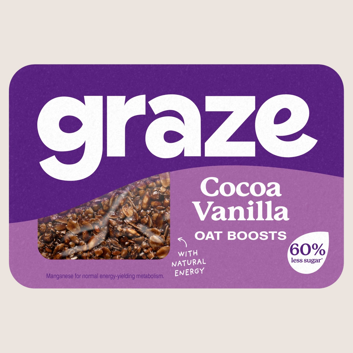 Graze 3 Flapjack Fingers Cocoa Vanilla Oat Boosts Vegan Friendly 50g