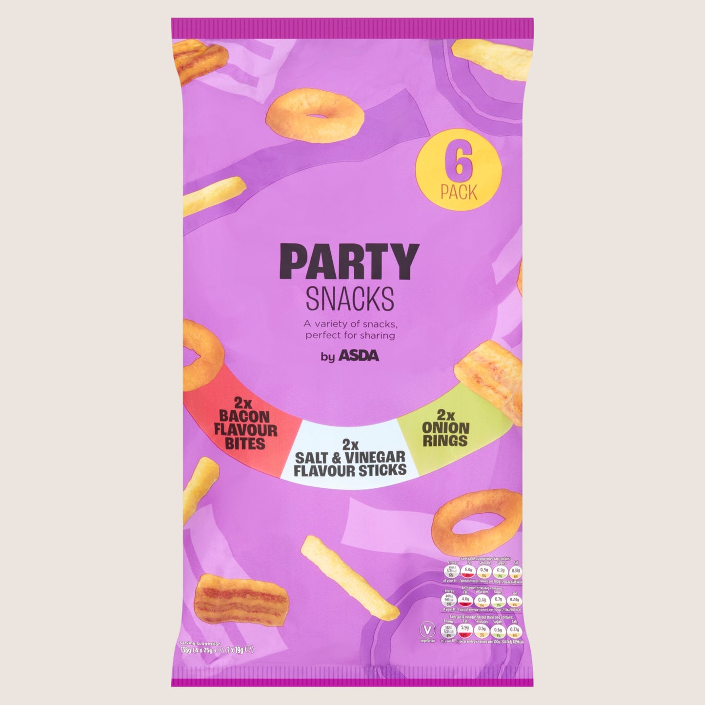 ASDA 6 Party Snacks No Artificial Additives 138g