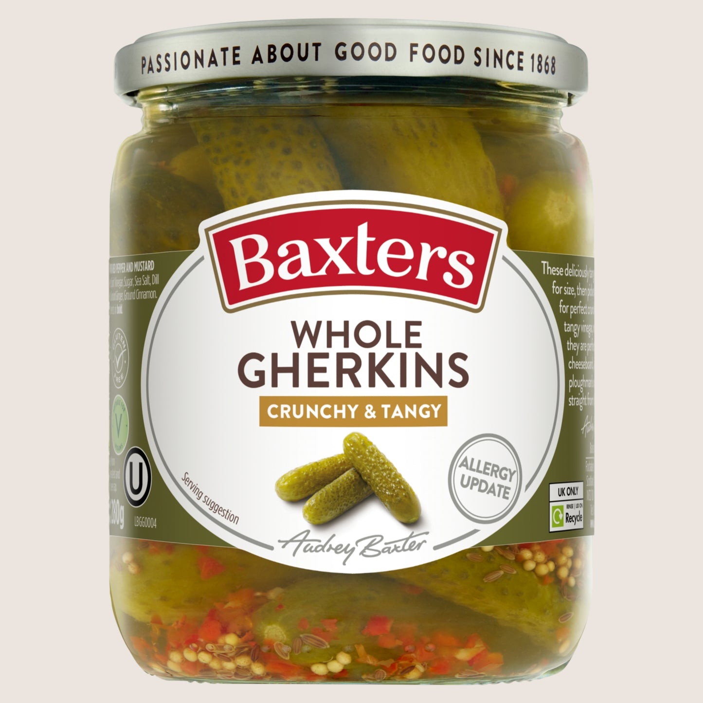 Baxters Whole Gherkins Gluten Free 500g