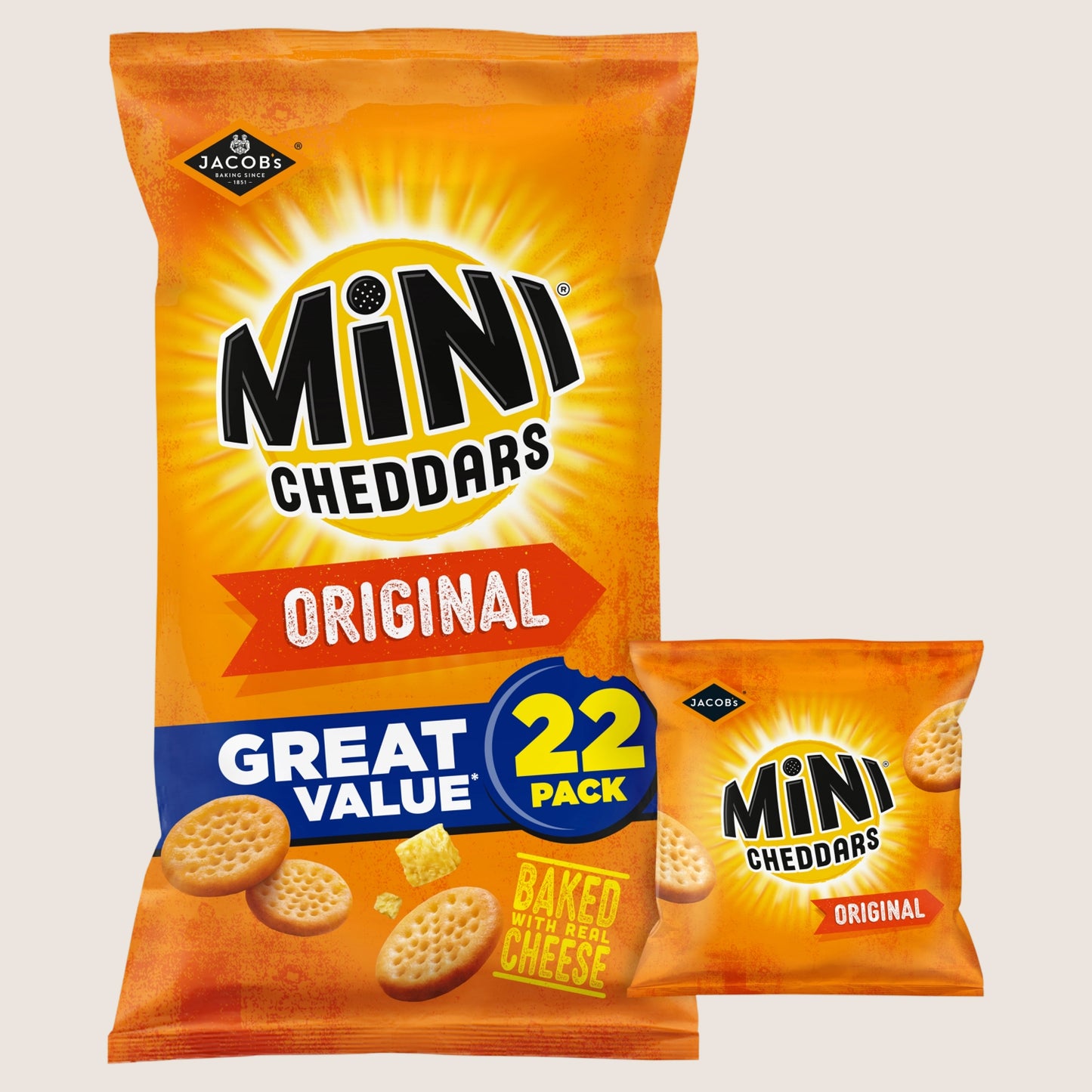 Jacob's Mini Cheddars Original Multipacks No Artificial Additives 22x23g