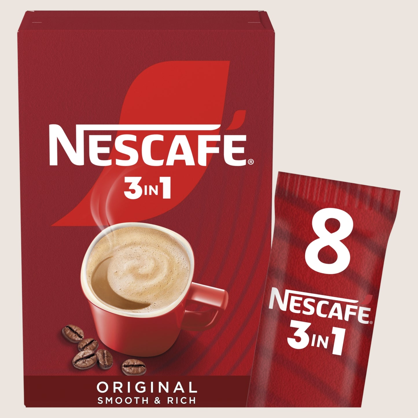 Nescafé 3 in 1 Original No Artificial Additives 8 x 16g