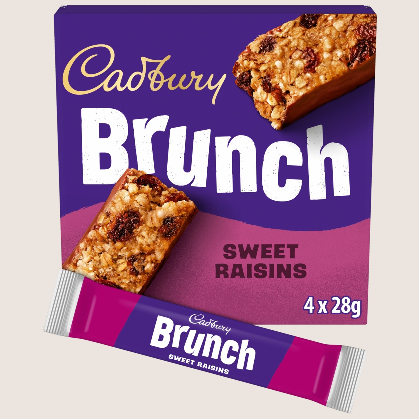 Cadbury Brunch Oats Raisin Chocolate Cereal Bars Chocolate 4 x 28g