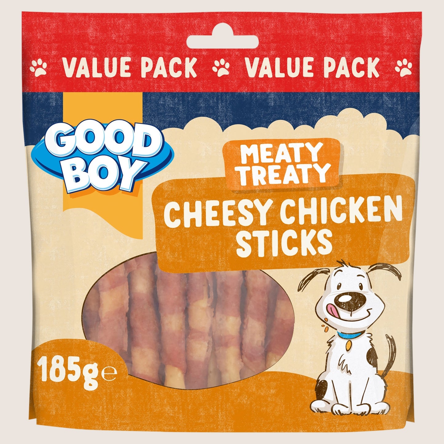 Good Boy Meaty Treaty Cheesy Chicken Sticks Nutritionally Complete 185g