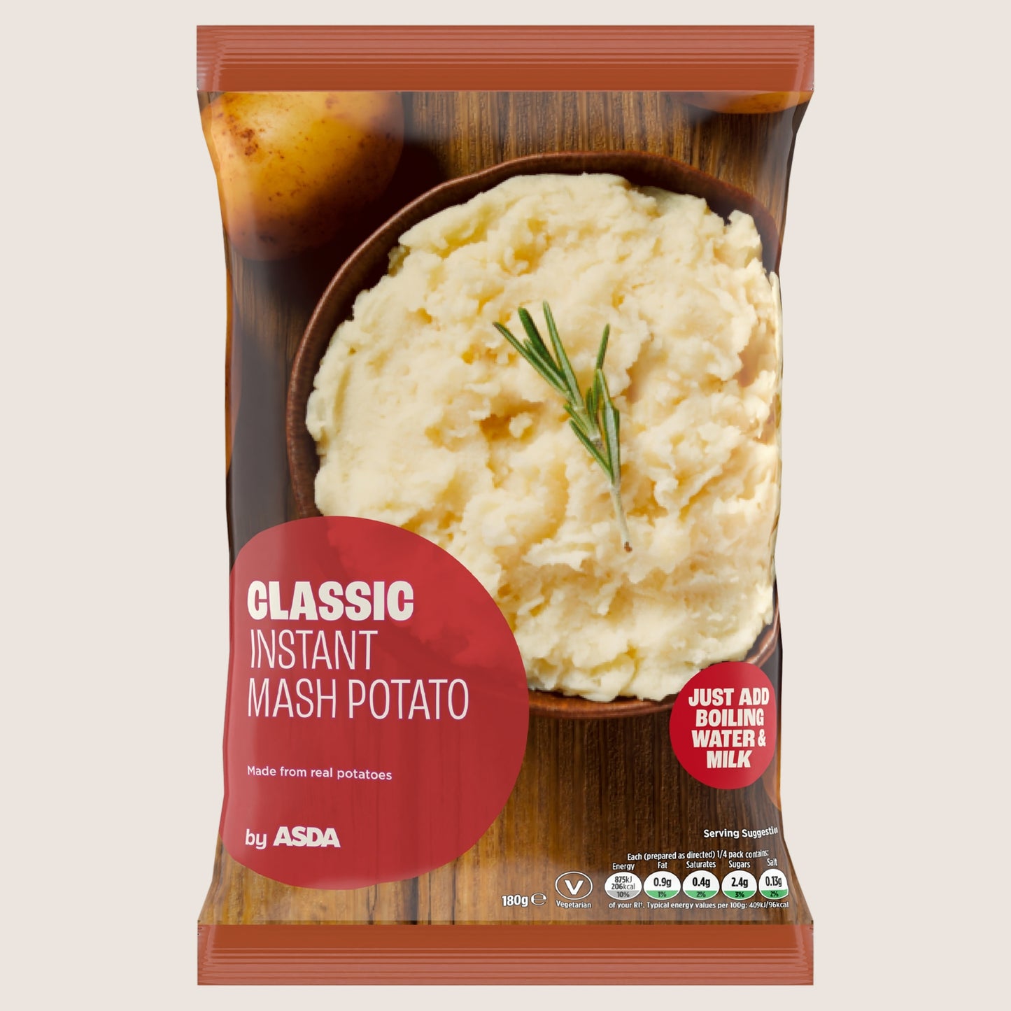 ASDA Classic Instant Mash Potato No Artificial Additives 180g