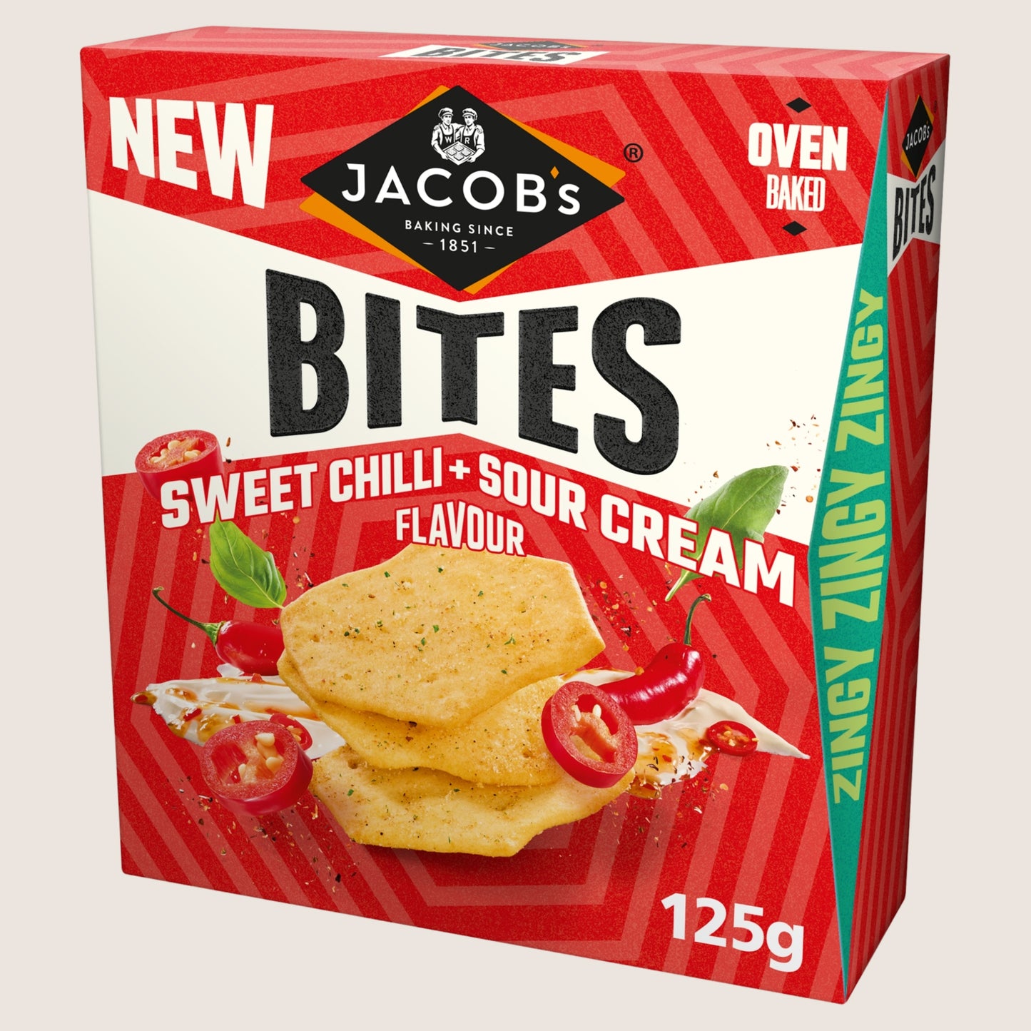 Jacob's Bites Sweet Chilli & Sour Cream Crackers Free From Artificial Additives 125g