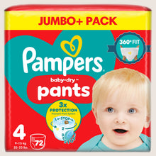 Pampers Baby-Dry Nappy Pants Size 4, , - Jumbo+ Pack Dermatologist Tested 72 Nappie 9kg
