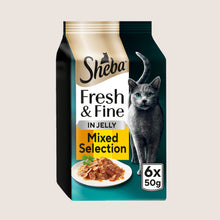 Sheba Fresh & Fine Adult Wet Cat Food Chicken & Turkey Jelly Pouches No Artificial Additives 6x50g
