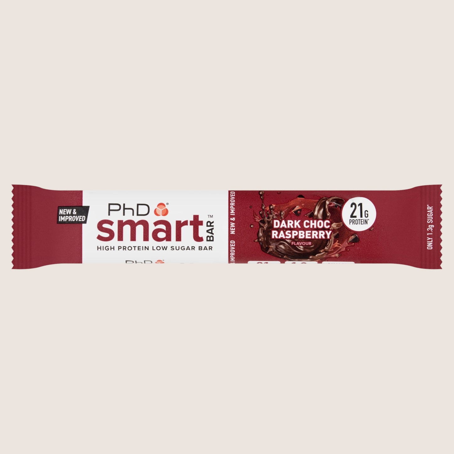 PhD Smart Dark Choc Raspberry Flavour Bar Vitamin Fortified 64g