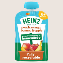 Heinz Peach Mango Banana & Apple Baby Food Fruit Puree Pouch 6+ Months No Artificial Additives 100g