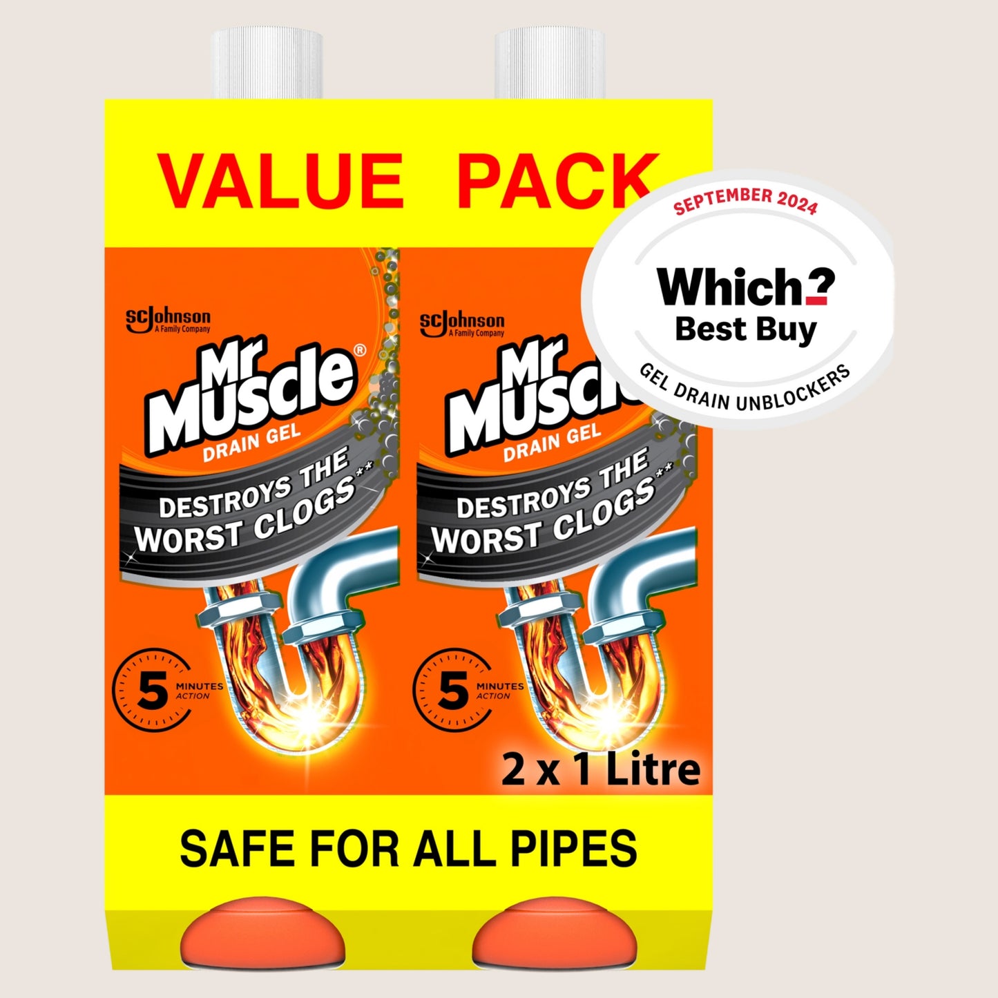 Mr Muscle Sink & Drain Unblocker Gel 2x1L 1L