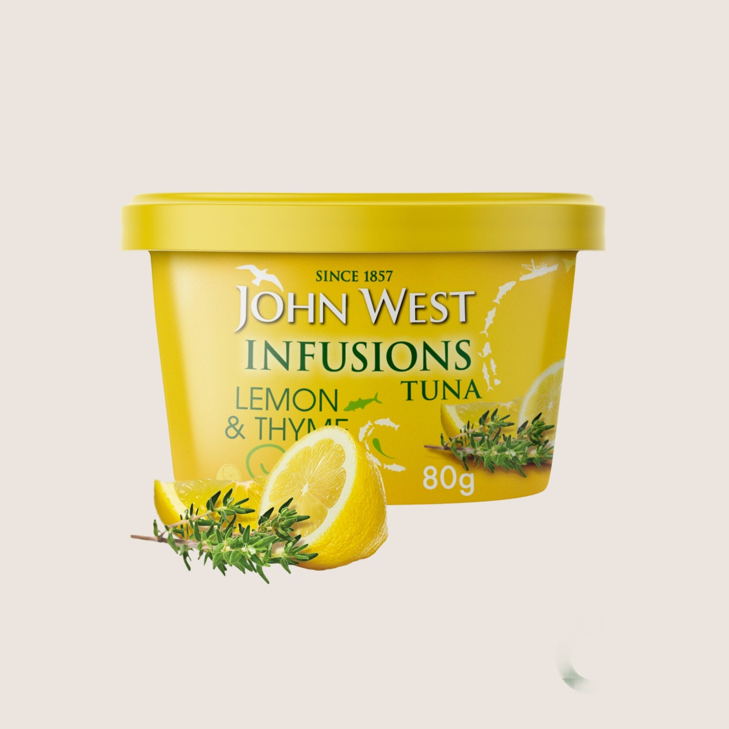 John West Lemon & Thyme No Drain Tuna Infusions High in Protein 80g