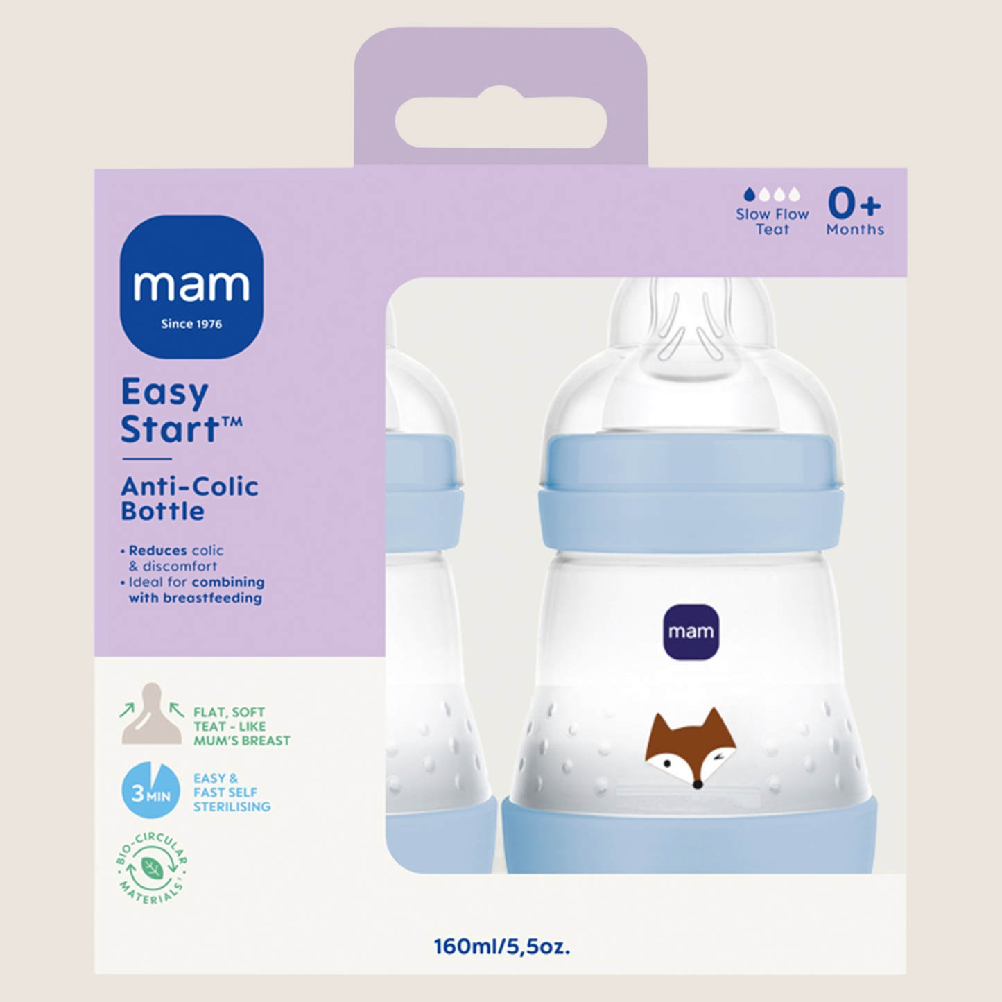 MAM Easy Start Anti-Colic Bottle 0+ Months Suitable from Birth 2 x 160ml