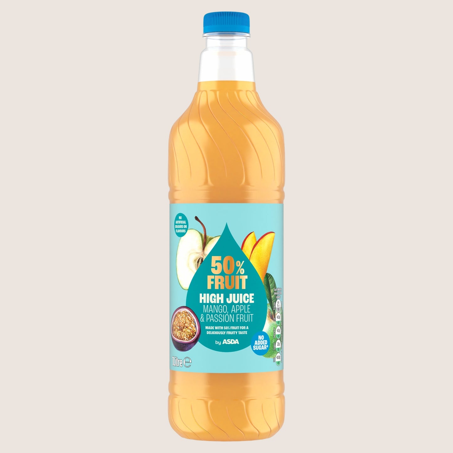 ASDA 50% Fruit High Juice Mango, Apple & Passion Fruit No Added Sugar 1Litre