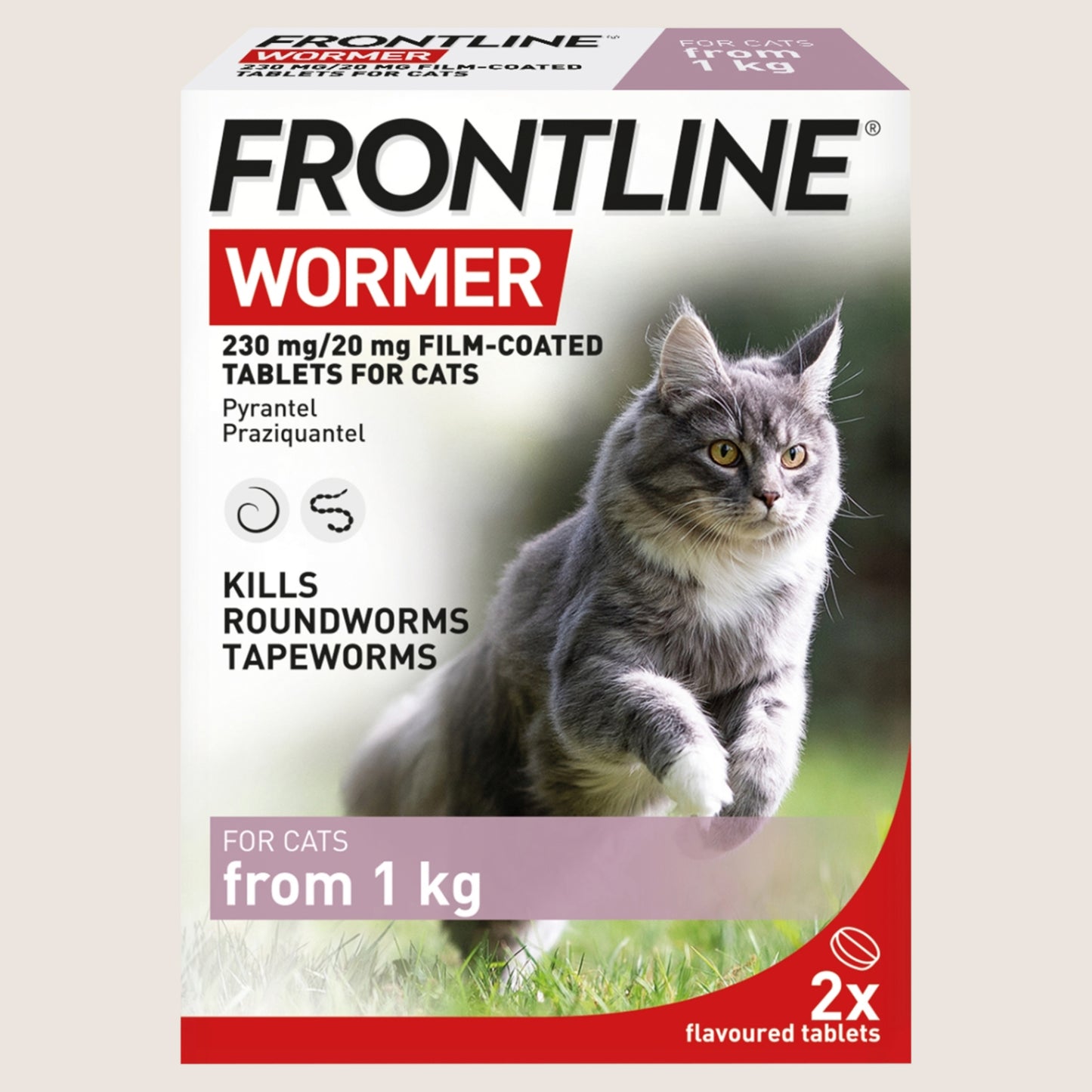 Frontline Wormer 2 230 mg/20 mg Film-Coated Flavoured Tablets for Cats Nutritionally Complete
