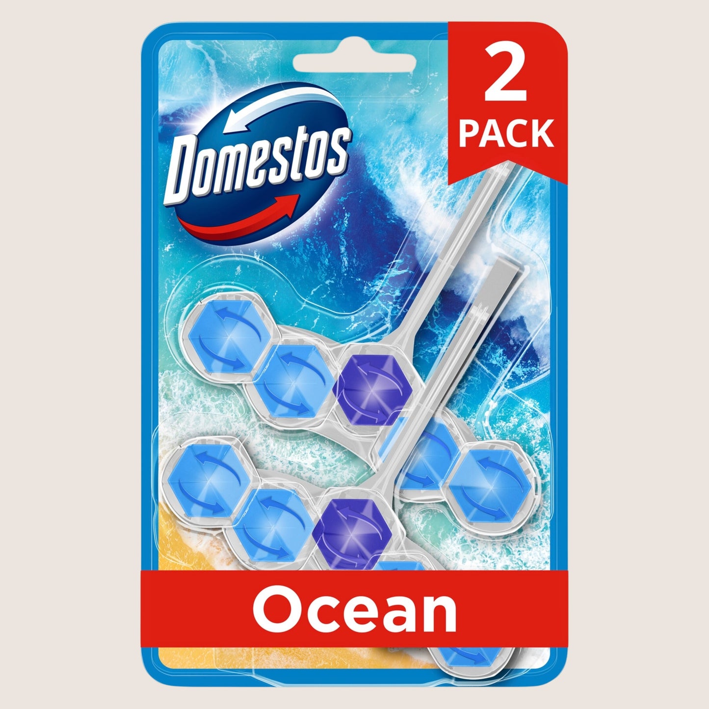 Domestos Power 5 Ocean Toilet Rim Blocks 2x 50 g