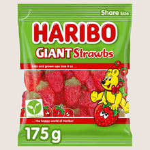 Haribo Giant Strawbs Strawberry Flavour Chewy Jelly Sweets Sharing Bag 175g