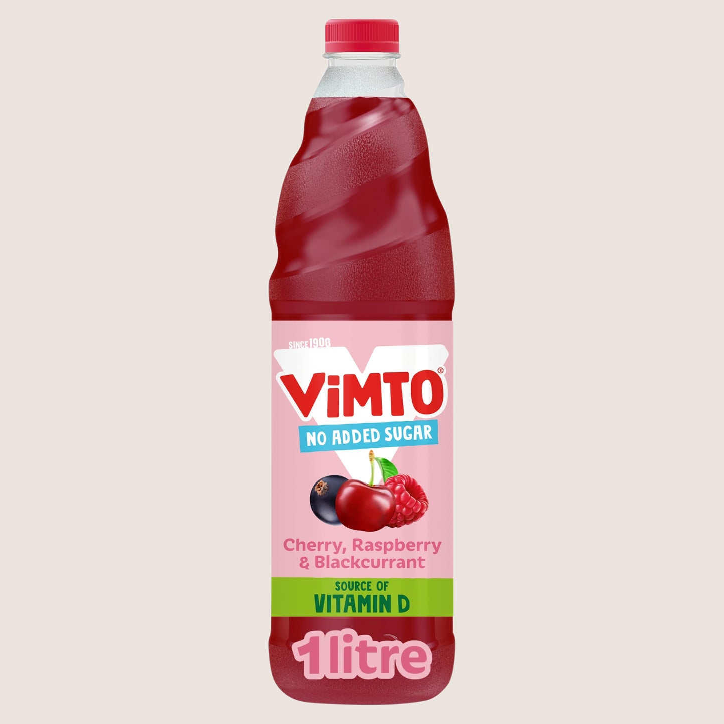 Vimto Real Fruit Squash Cherry, Raspberry & Blackcurrant No Added Sugar 1 Litre