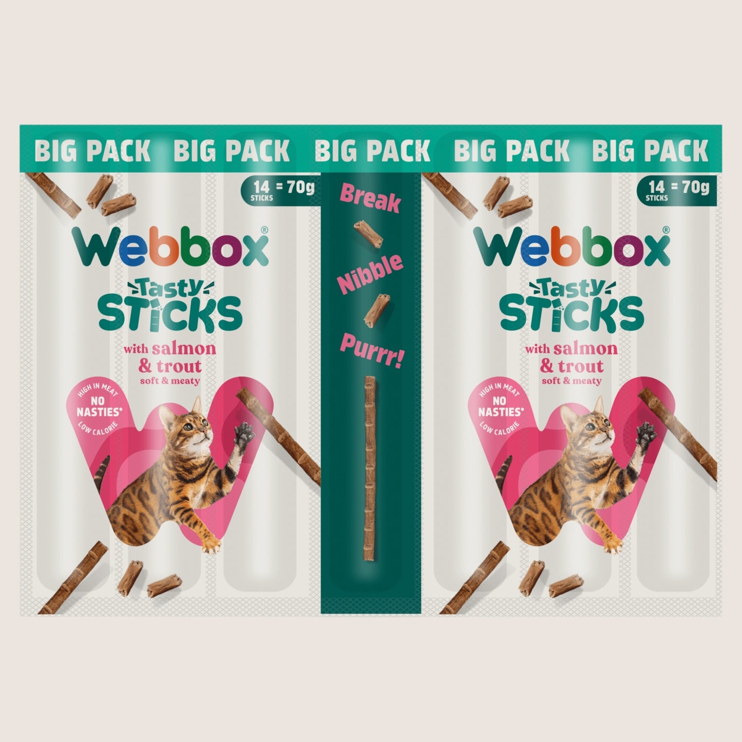 Webbox 14 Tasty Sticks with Salmon & Trout No Artificial Additives 70g