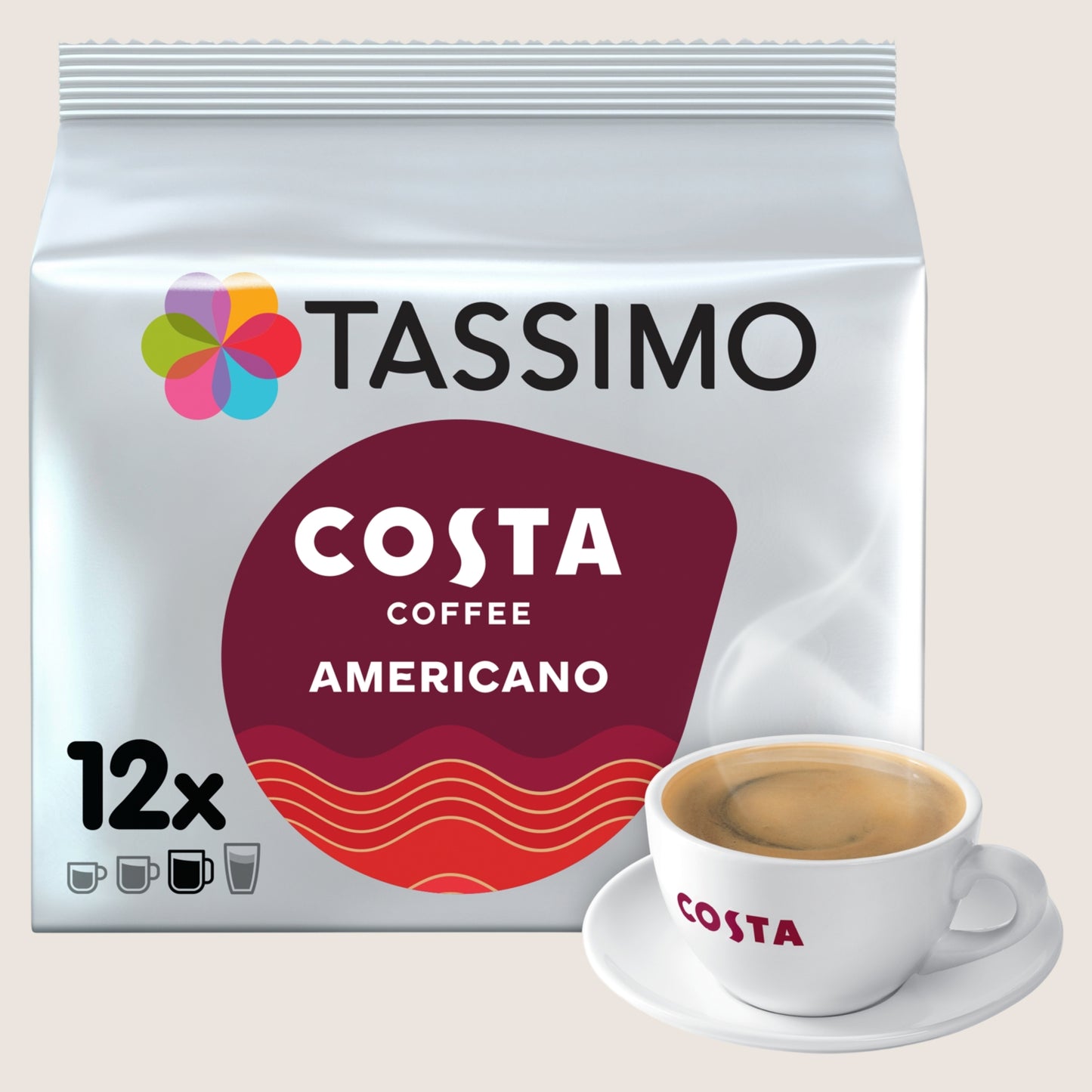Tassimo Costa Americano Coffee Pods x12 No Artificial Additives