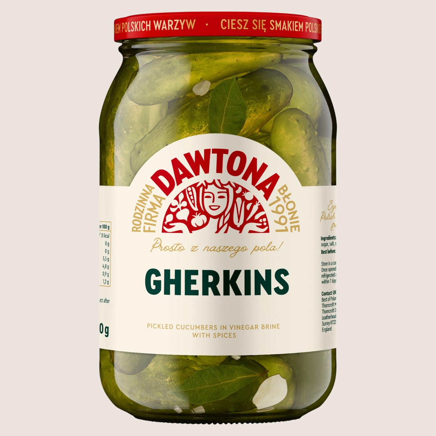 Dawtona Gherkins No Artificial Additives 900g
