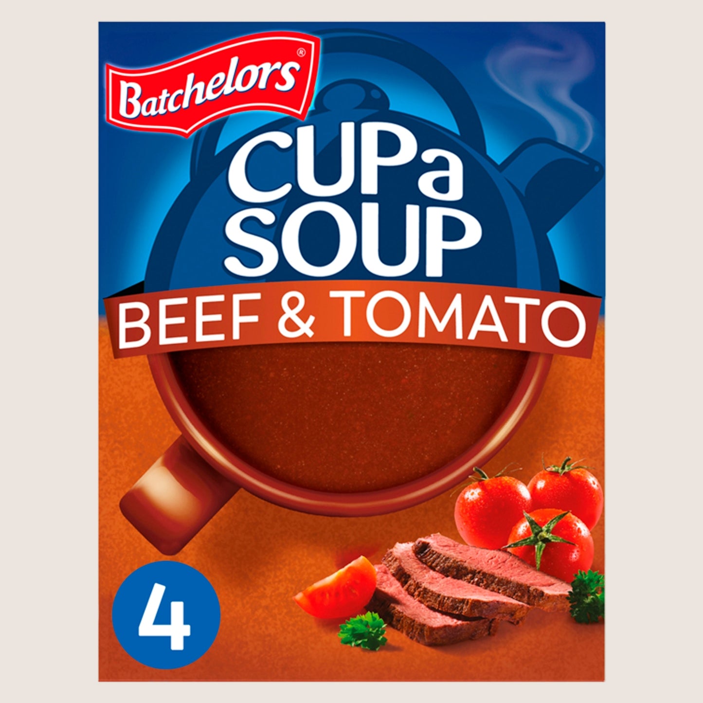 Batchelors Cup a Soup Beef & Tomato 4 Instant Soup Sachets No Artificial Additives 88g