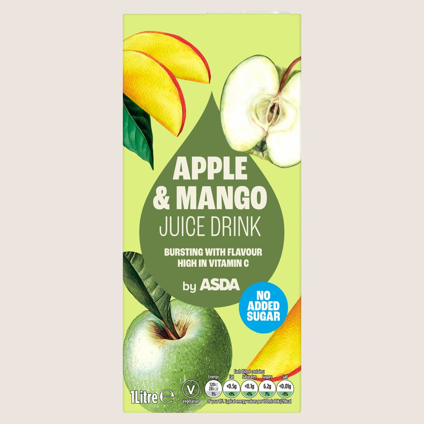 ASDA Apple & Mango Juice Drink No Added Sugar 1 Litre