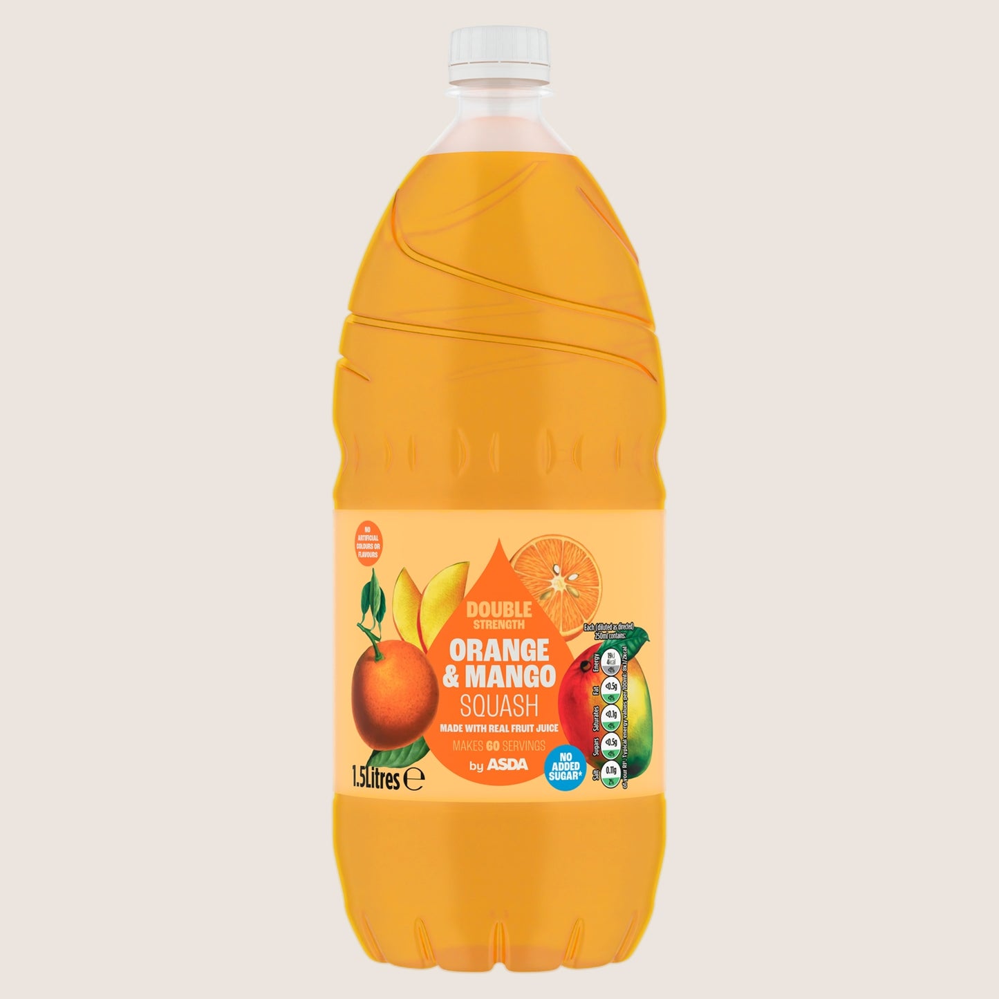 ASDA Orange & Mango Squash No Added Sugar 1.5 Litres