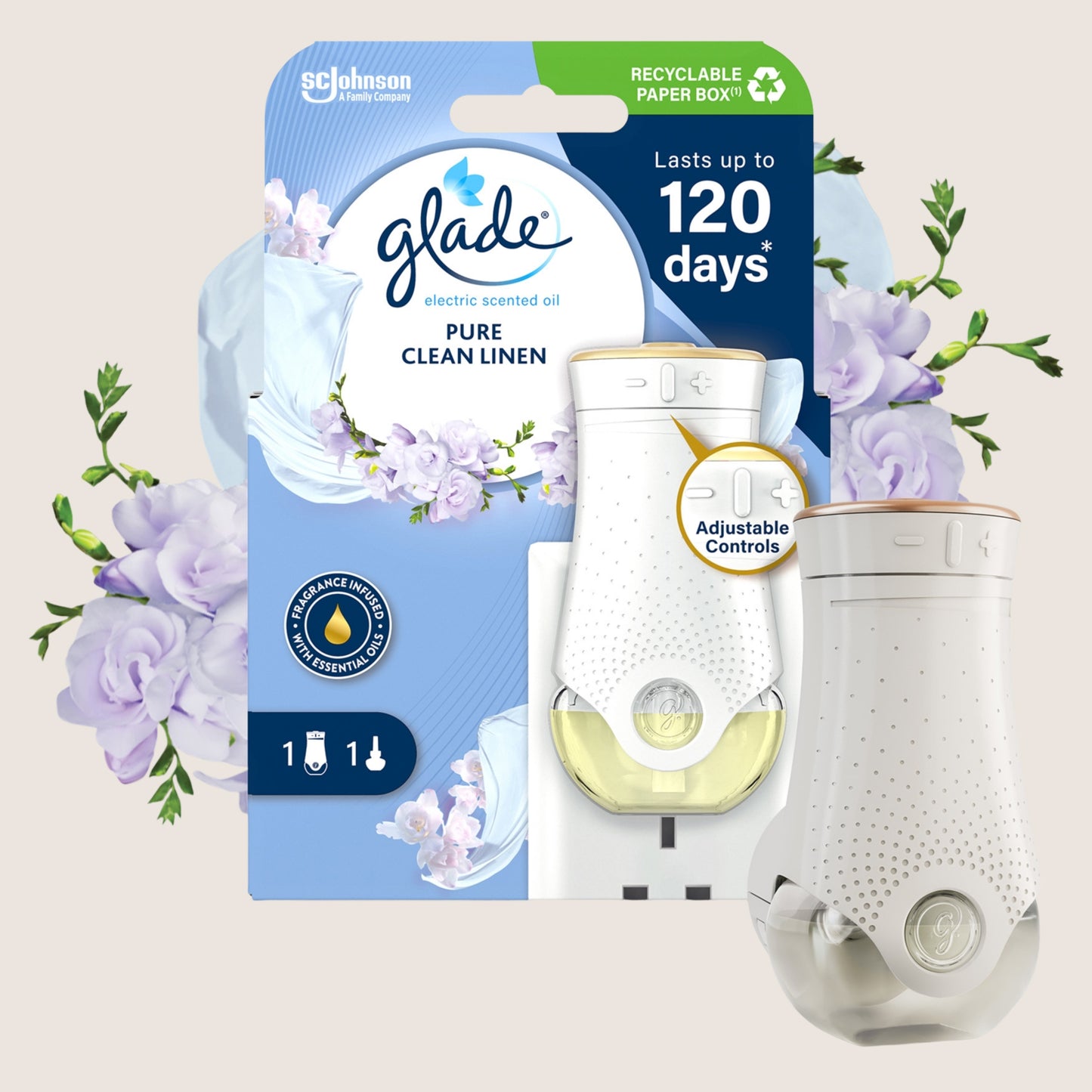 Glade Electric Scented Oil Plug In Holder & Refill Clean Linen 20ml