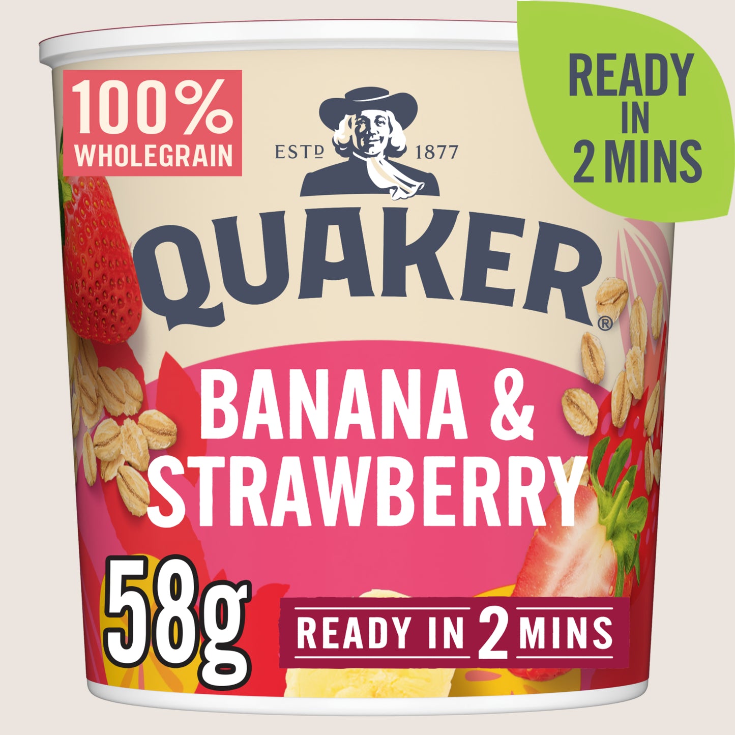 Quaker Oat So Simple Banana & Strawberry Porridge Pot Vitamin Fortified 58g