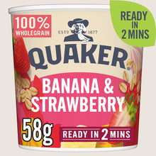 Quaker Oat So Simple Banana & Strawberry Porridge Pot Vitamin Fortified 58g