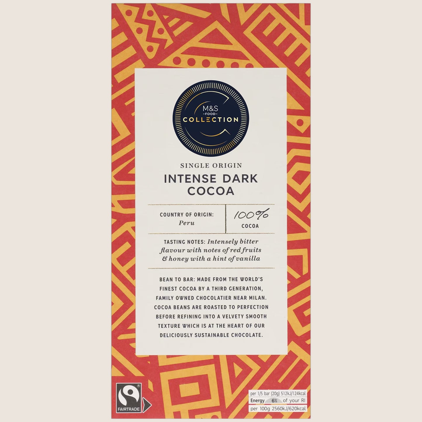 M&S 100% Cocoa Single Origin Intense Dark Cocoa 100 g