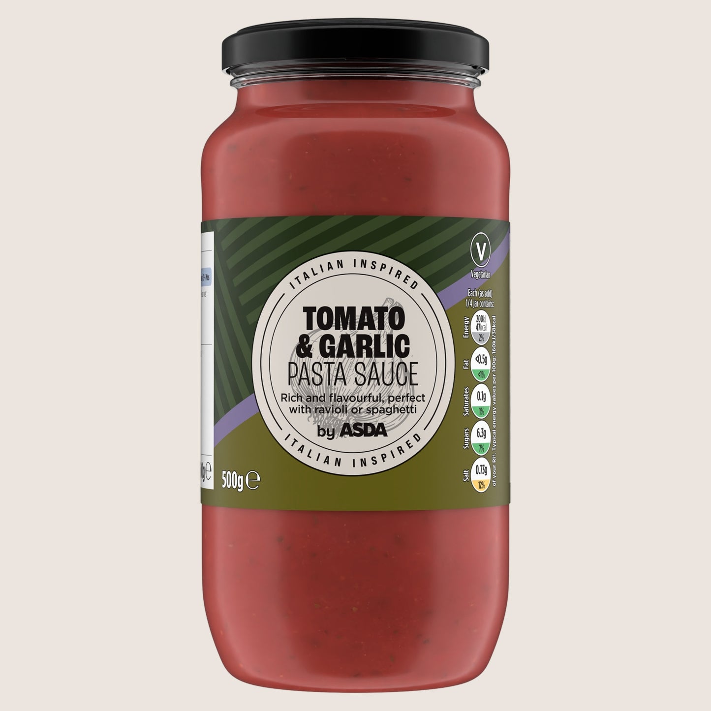 ASDA Tomato & Garlic Pasta Sauce No Artificial Additives 500g