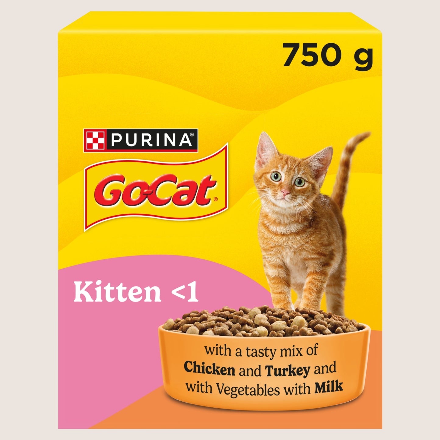 Go Cat Kitten Chicken, Turkey and Milk Dry Cat Food Complete Nutrition 750g