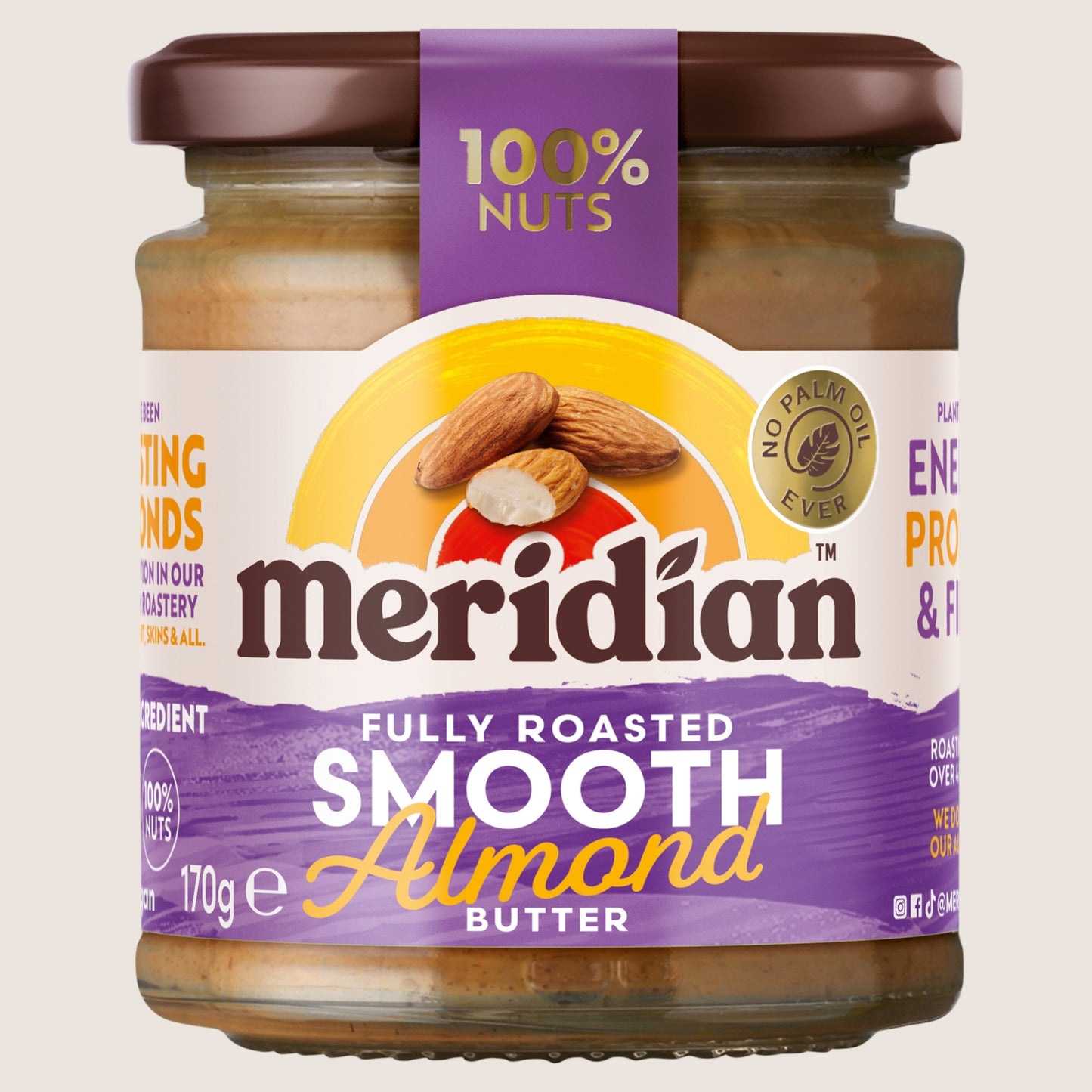 Meridian Smooth Almond Butter Palm Oil Free Gluten Free 170g