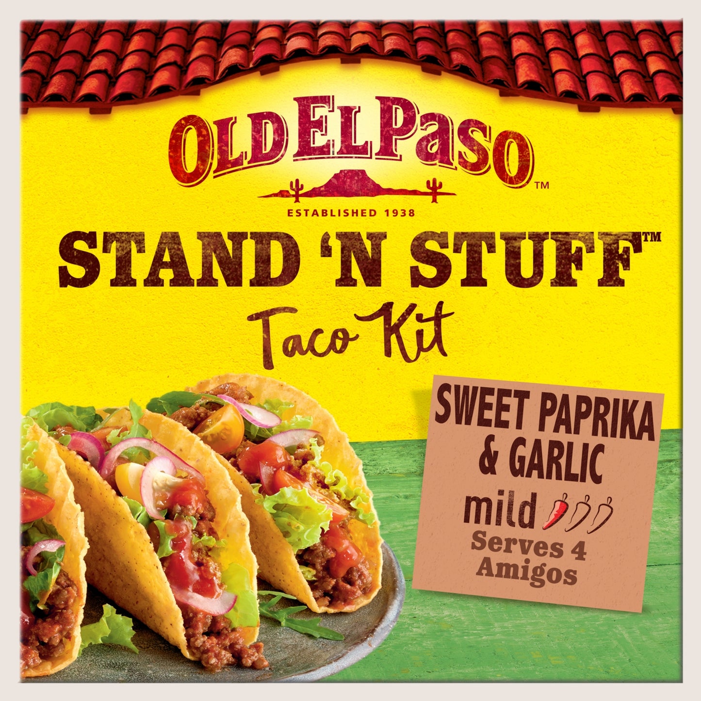 Old El Paso Stand 'N' Stuff Garlic & Paprika Taco Kit Free From Preservatives 312g