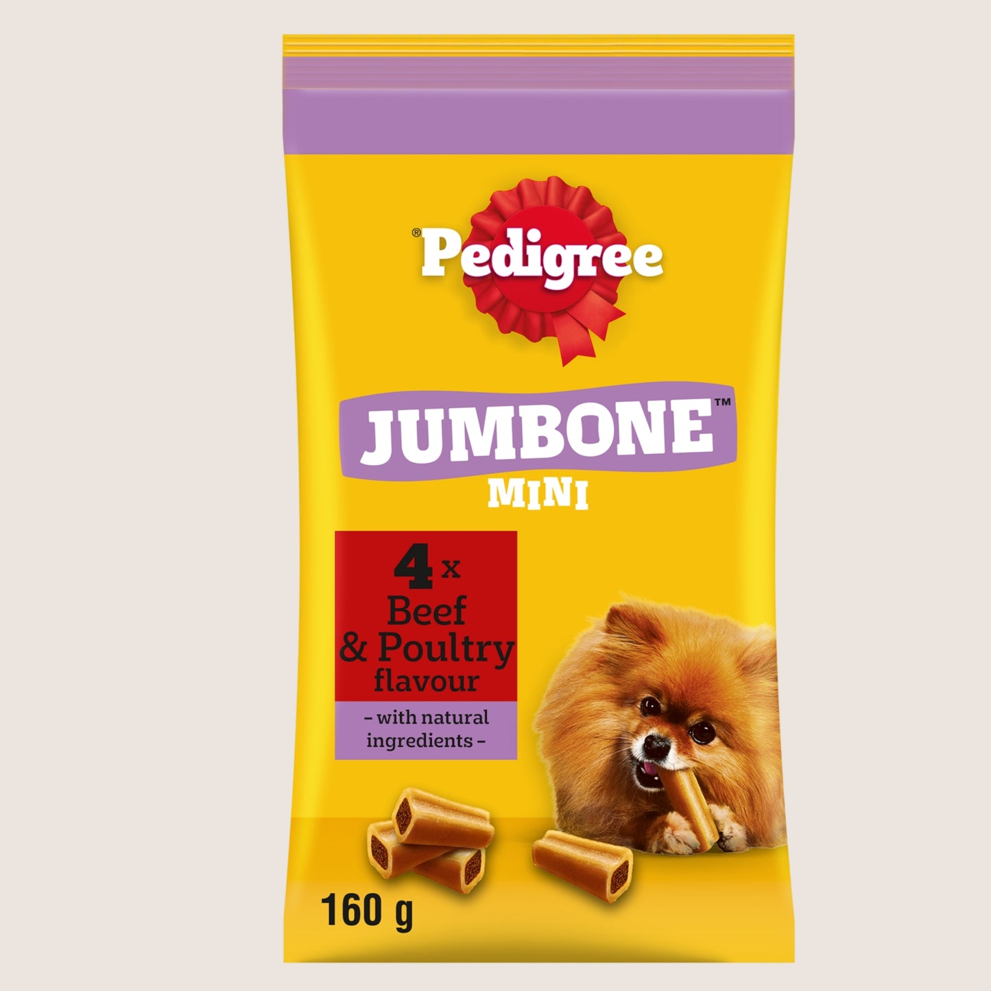Pedigree JUMBONE Mini Small Dog Treats Beef and Poultry 4 Chews Nutritionally Complete