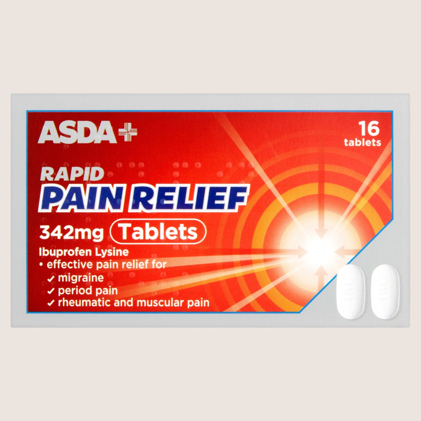 ASDA Rapid Pain Relief 342mg Ibuprofen Lysine Rapid Relief 16 Tablets