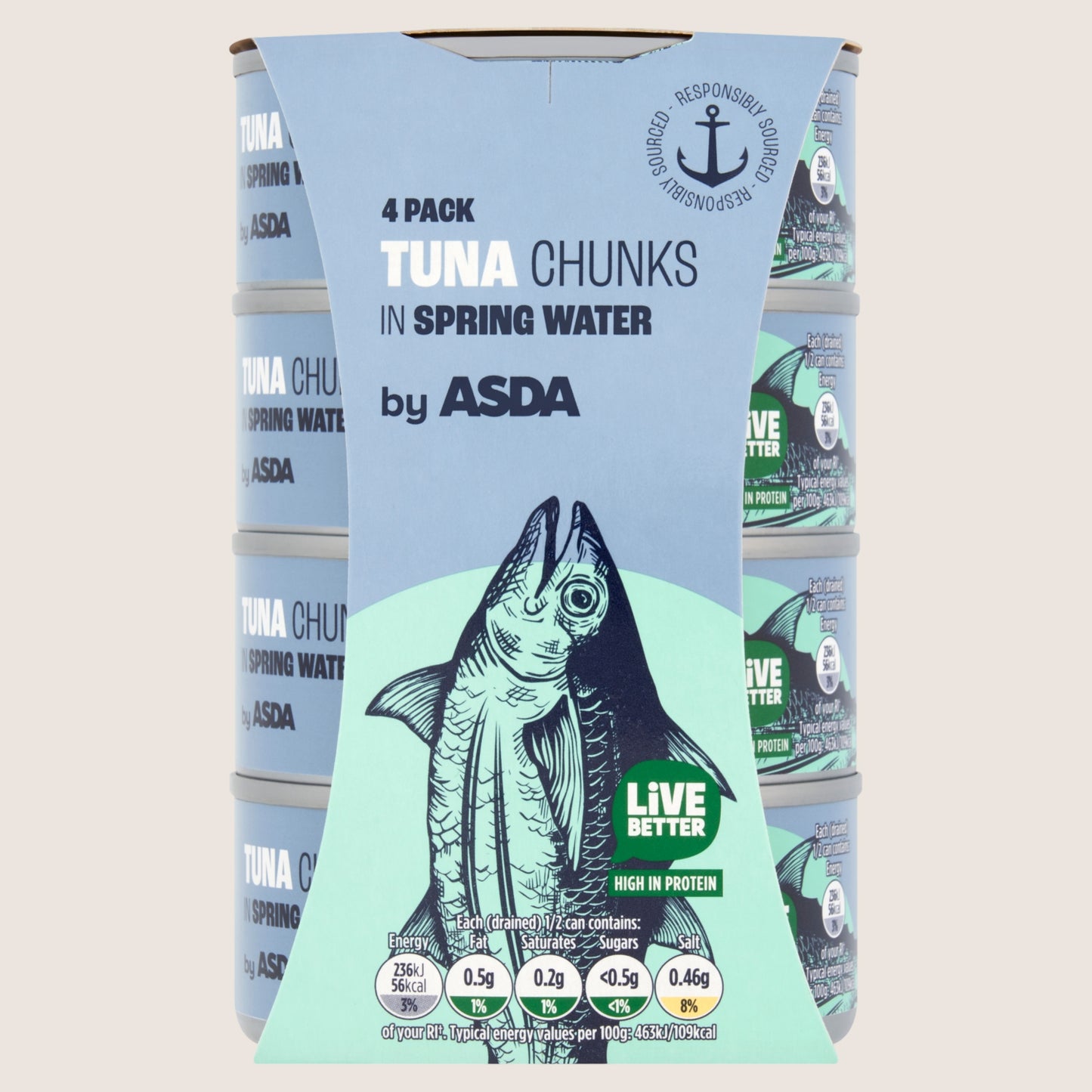 ASDA Tuna Chunks in Spring Water 4 x 145g