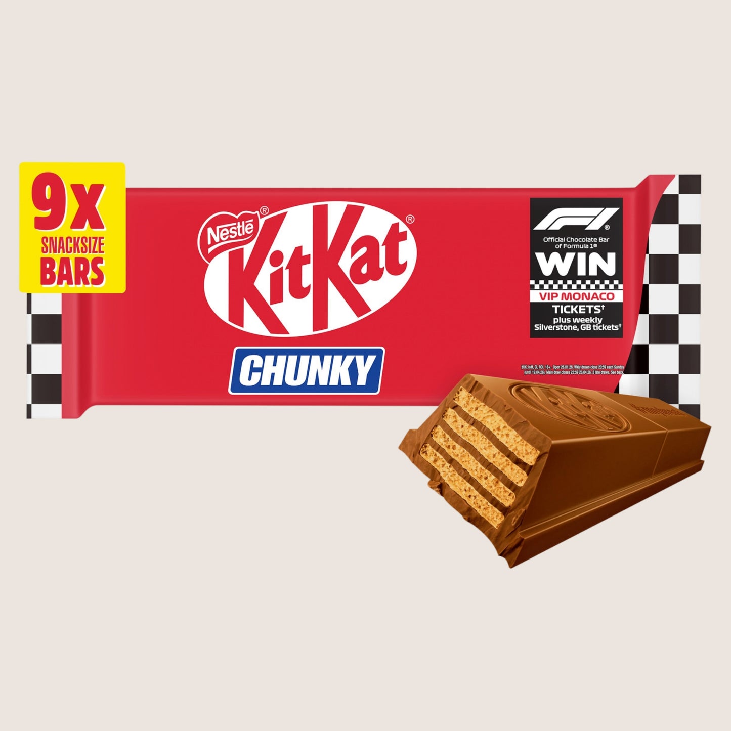 KitKat F1 Chunky Snacksize Milk Chocolate Bar 9 Pack 288g