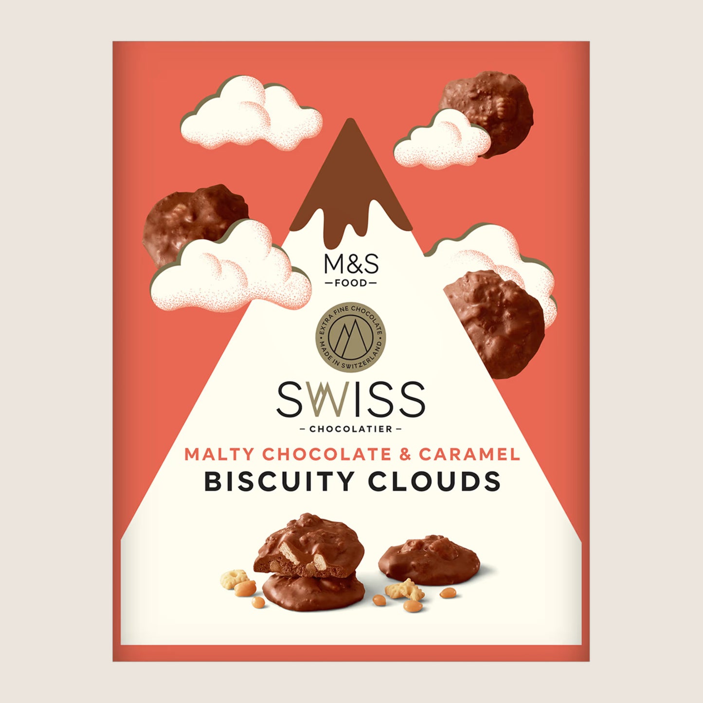 M&S Malty Chocolate And Caramel Biscuity Clouds Real Chocolate 140 g