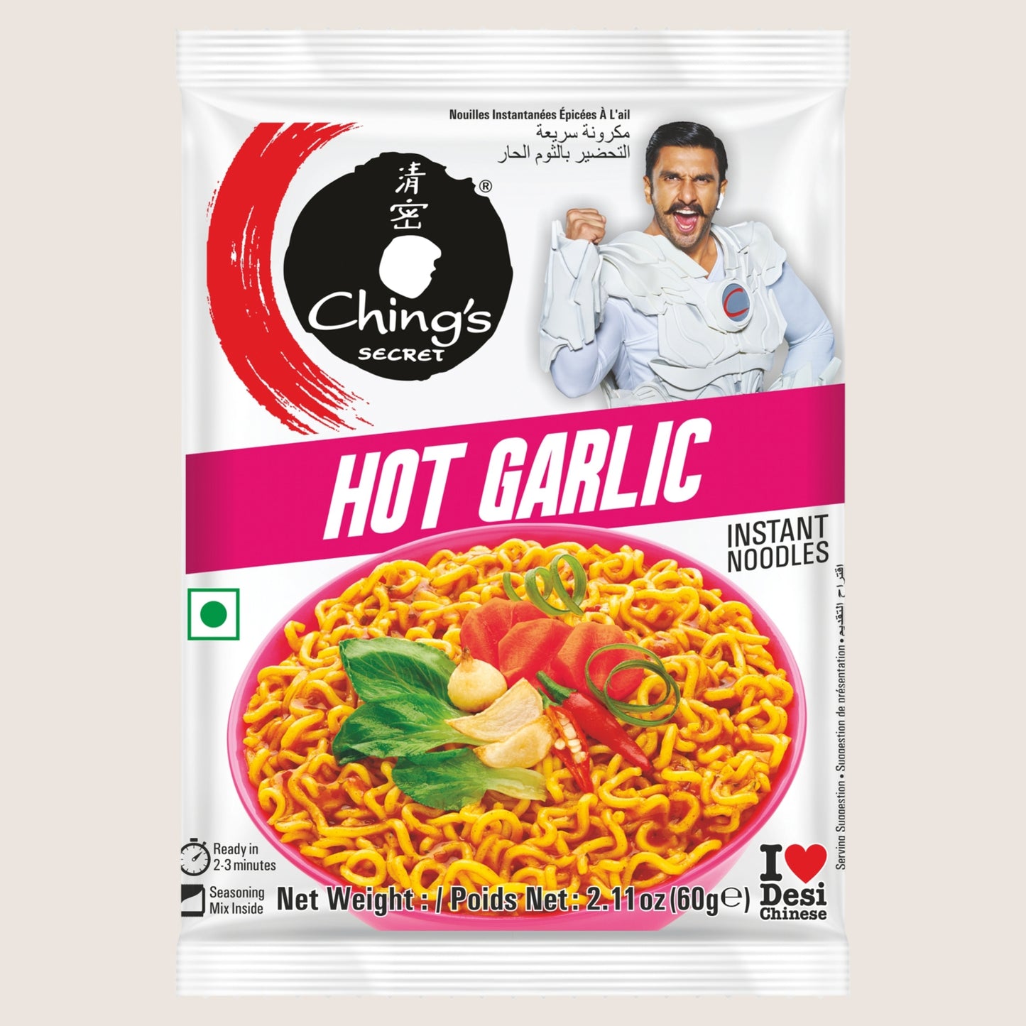 Ching's Secret Hot Garlic Instant Noodles Extra Spicy 60g