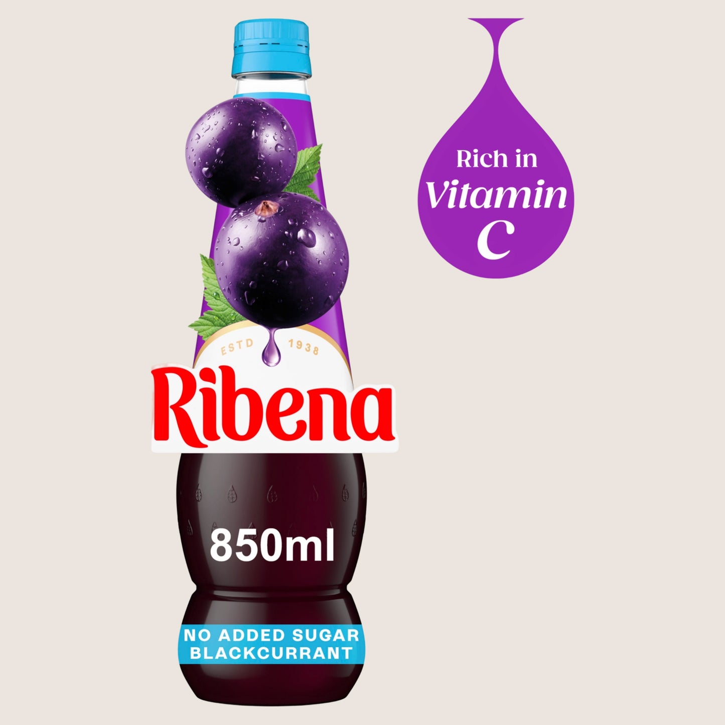 Ribena Blackcurrant Squash No Added Sugar 850ml