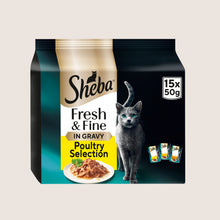 Sheba Fresh & Fine Adult Wet Cat Food Poultry In Gravy Pouches No Artificial Additives 15 x 50g