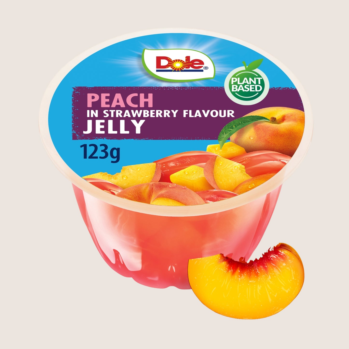 Dole Peach in Strawberry Flavour Jelly No Artificial Additives 123g
