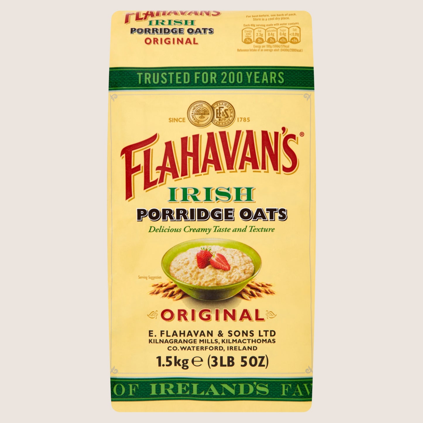 Flahavan's Irish Porridge Oats Original Wholegrain 1.5kg